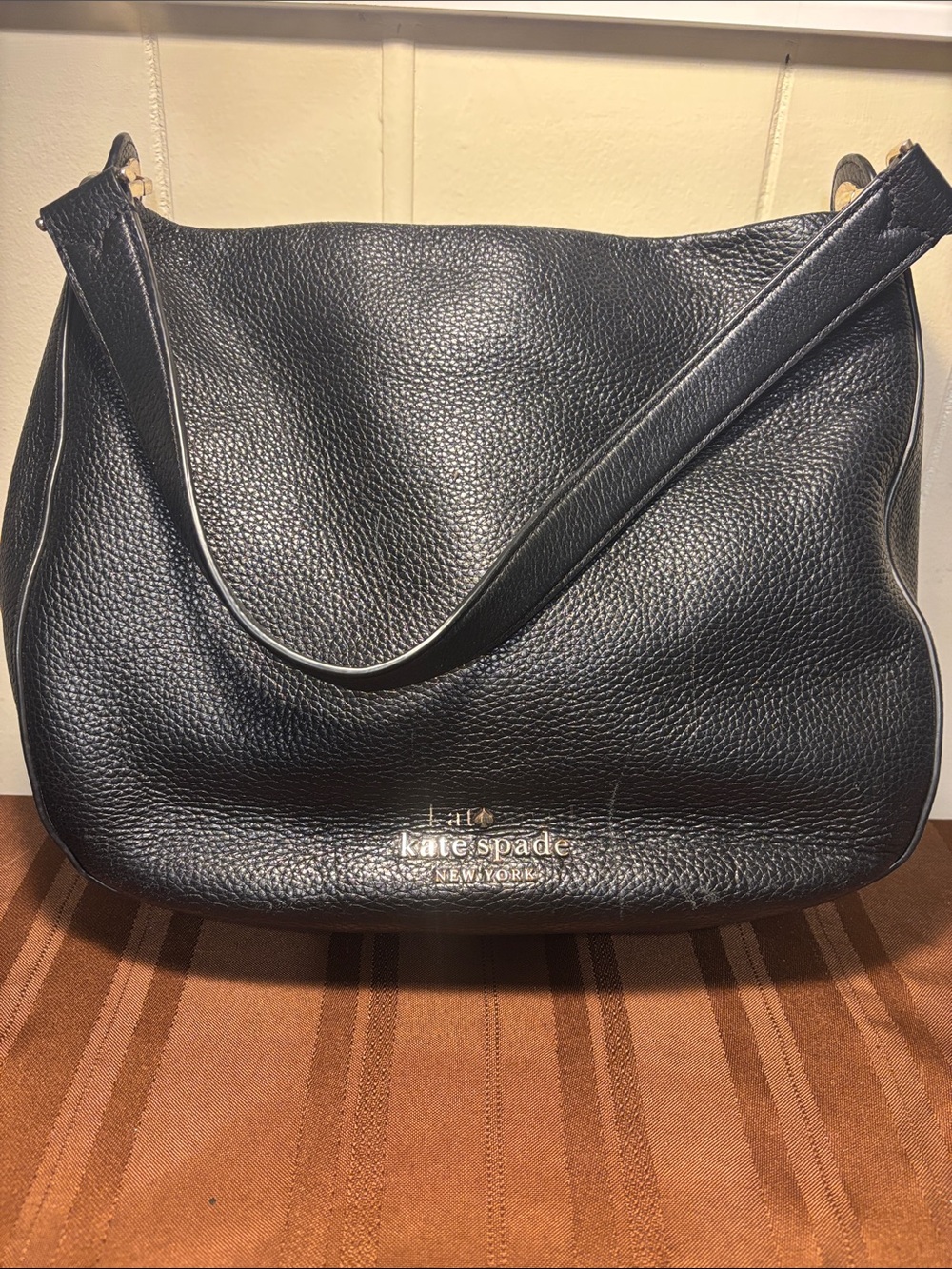 VGUC Kate Spade Orchard St Lrg Natalya Black Pebbled Leather Hobo Shoulder Bag